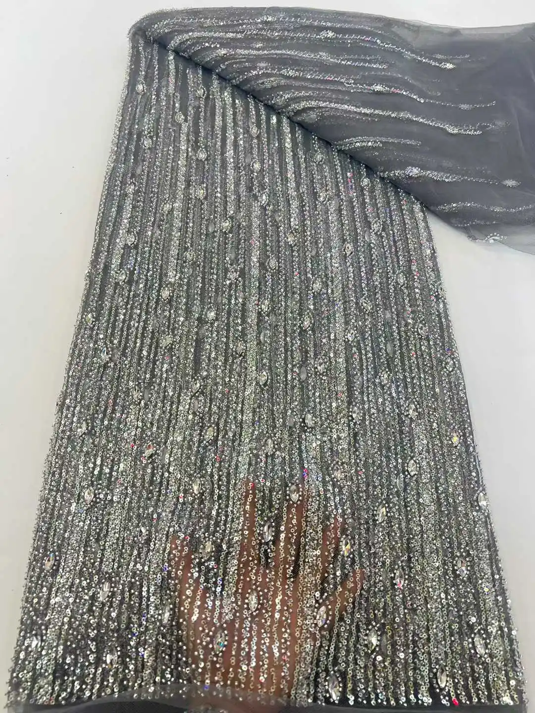 OLOEY, tela de encaje africana de lujo con lentejuelas para novio, tela de encaje con cuentas francesas nigerianas de alta calidad para vestido de novia, 2026