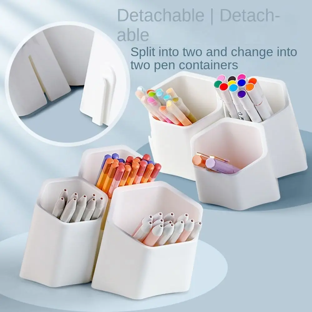 

Pencil Organizer Hexagon Pen Holder Storage Box Large Capacity Stationery Organizer 6-Grid Multi-Functional Desktop Pen Holder