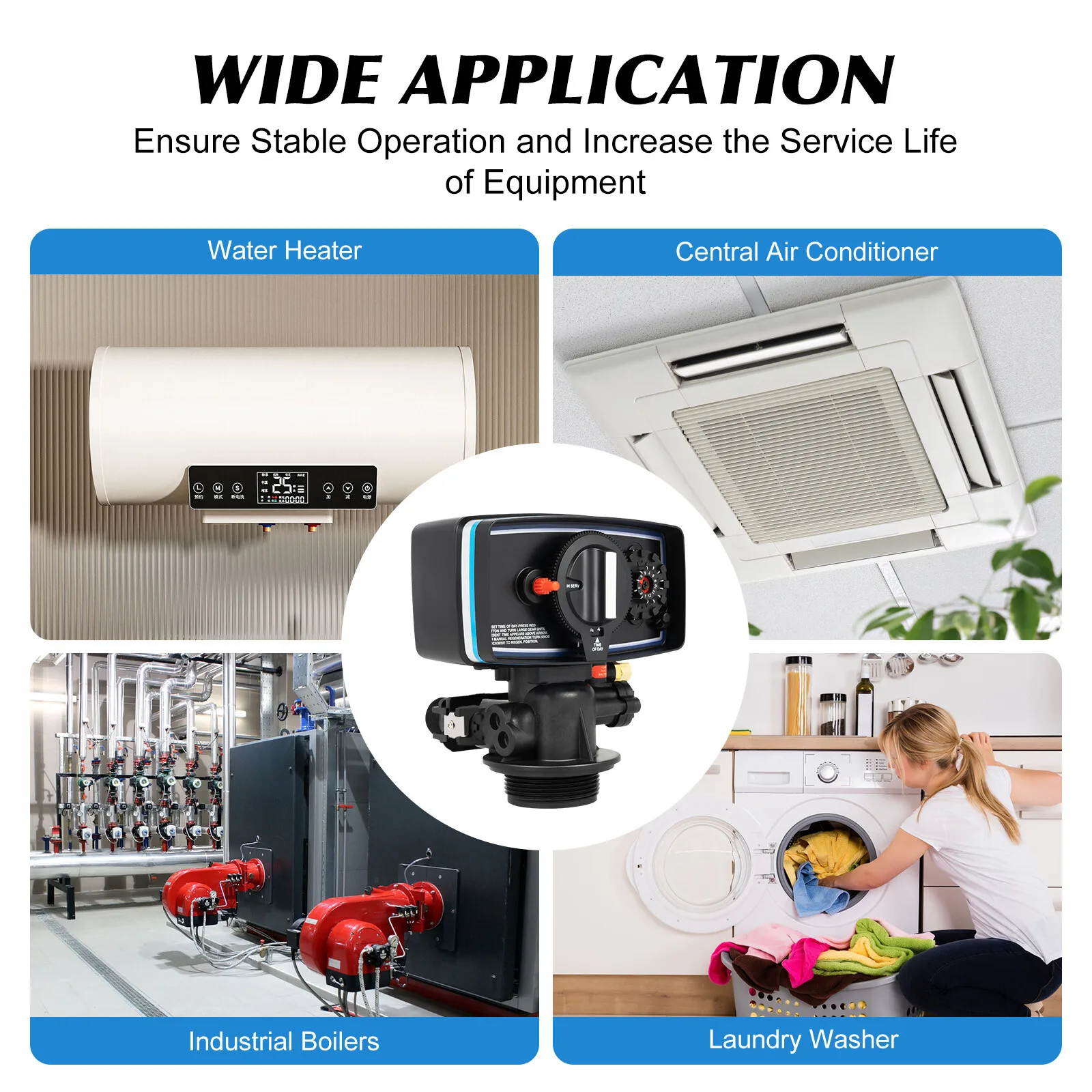 Électrovanne 110V Automatic Water Softener Control Valve 2T/H Top Mount Time Clock Regeneration Valve for Whole House System Eau et vapeur — détail 4