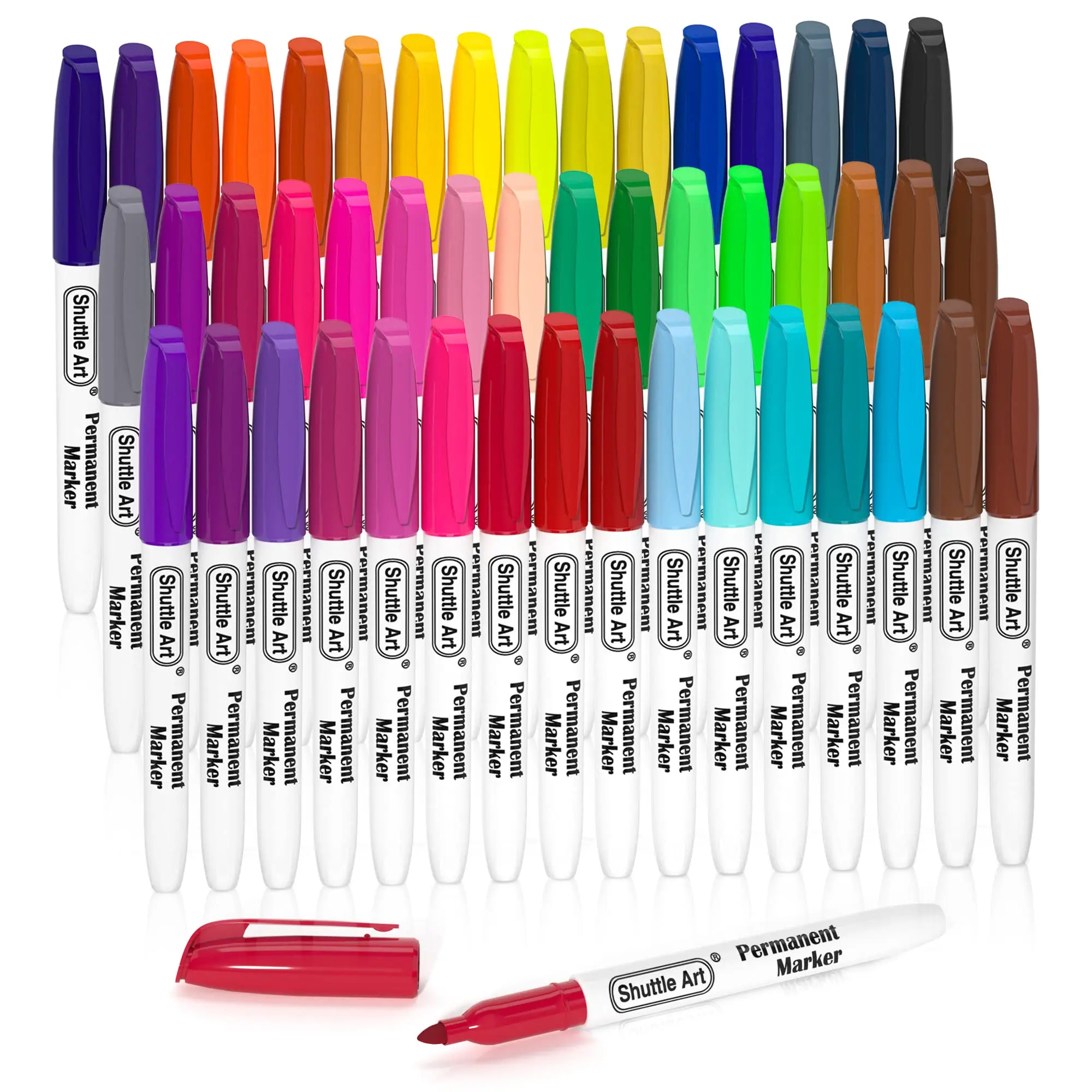 Marker 48 Fine for Name Poster Notebooks Oil-Based Set Colors Tip Quick-Drying Water-Resistant Kids Coloring Marking