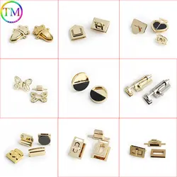 Light gold High Quality Metal Clasp Press Turn Lock Twist Lock Rectangle Hanger Clasp Locks Closure Accessories For Handbags