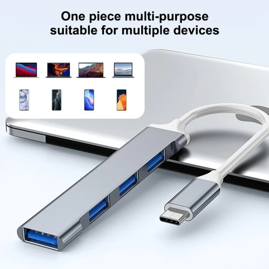 USB 3.0 Hub 4 Ports Type-C HUB USB A Splitter Expander for Mouse Keyboard Flash Drive U Disk Printer Laptop Desktop PC and More - Image 3