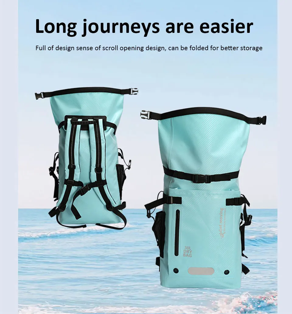 30L Trockentasche mit großem Fassungsvermögen, Trocken- und Nasstrennung, wasserdichter Schwimmrucksack für Reisen/Wassersport/Wandern, Aufbewahrungstasche – Detail 9