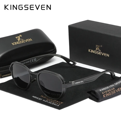 Imagen 2 del producto KINGSEVEN, nuevas gafas de sol originales polarizadas UV400 para hombre, gafas de lujo para mujer, gafas de moda informales con montura redonda para exteriores para hombre