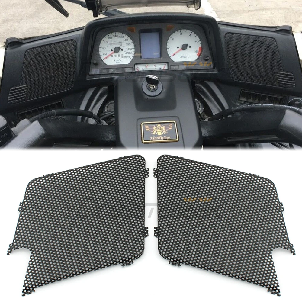 2Pcs Front Speaker Mesh Grille Cover Left Right for Honda Goldwing GL1500 1988-2000 Black Loudspeaker Grills Guard CNC Aluminum