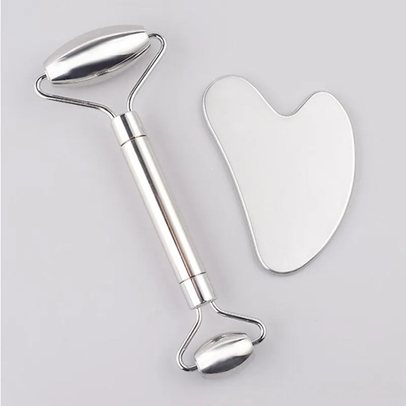 

Набор роликов для лица Gua Sha из нержавеющей стали 304, металлический скребковый массажер для подтяжки лица, антивозрастная подтяжка кожи для шеи и спины