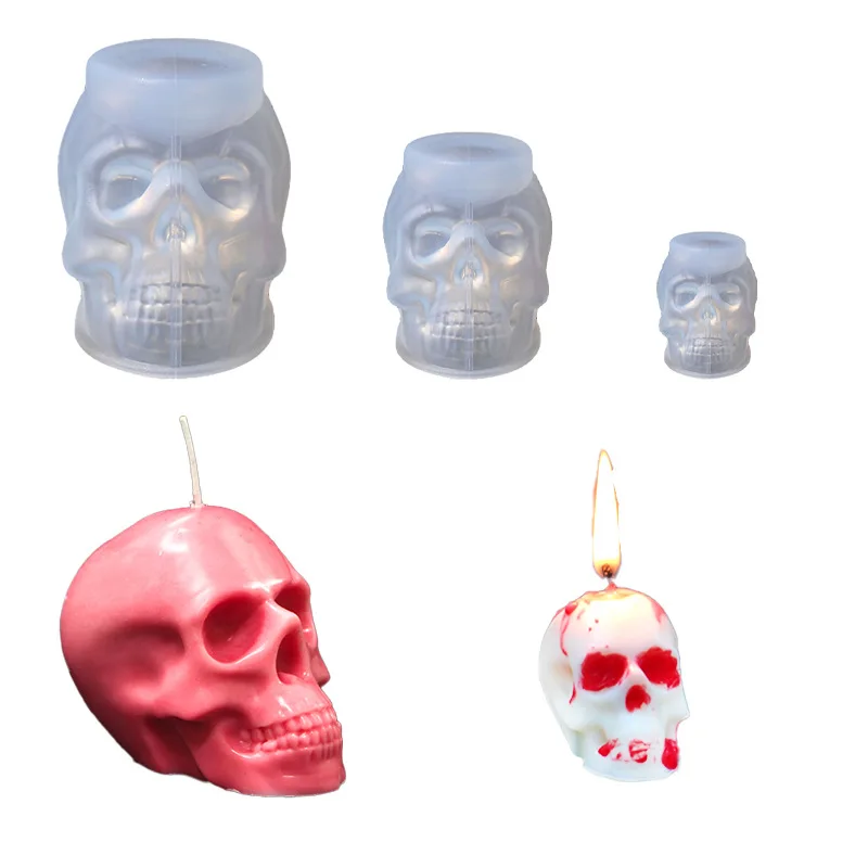 

Productsdiyhalloween scar face skull epoxy mold skull silicone candle mould exclusive for cross-border