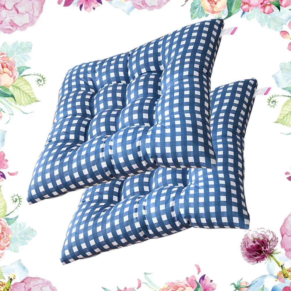 

2Pcs Grid Pattern Seat Cushion Thick Warm Comfortable for Dining Room Play Area Simple Install Easy Care Stylish Home