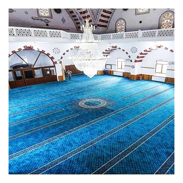

Shaggy Fleece Prayer Rug - Fluffy Wool Mosque Carpet (Artistic Flowered Design, High-Density Pile, Non-Slip Backing）
