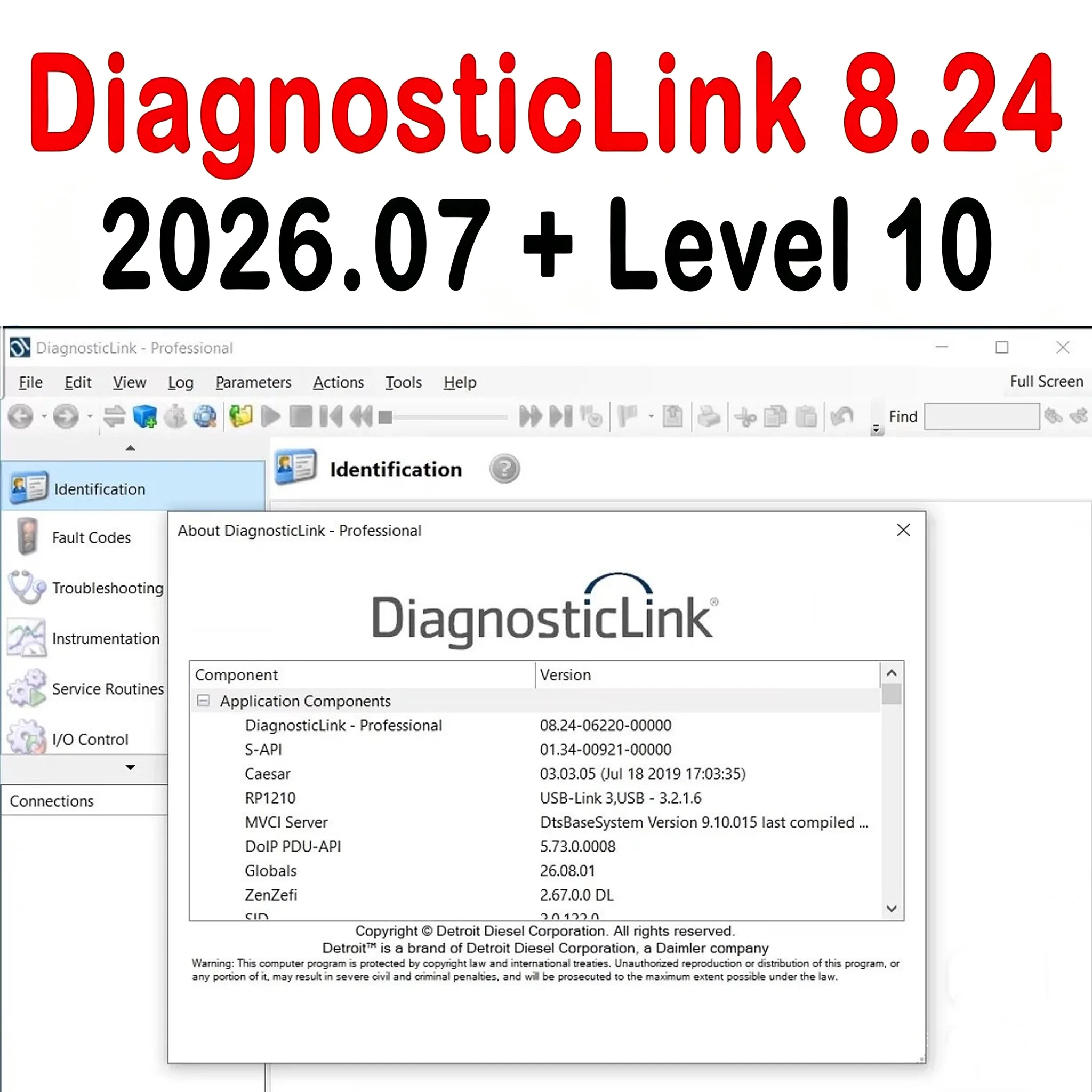 07.2026  DDDL 8.24 SP0 Detroit Diesel Diagnostic Link DD Backdoor Back door Calibration Tool Freightliner