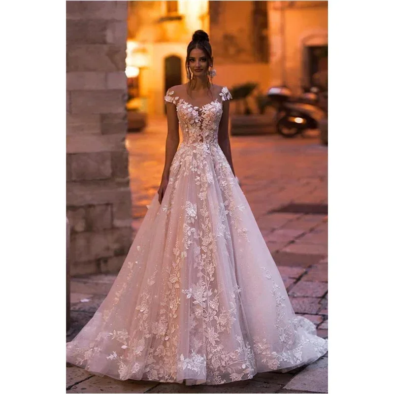 Robe de mariée beige avec appliques de perles, col en V, sans manches, qualité, dos nu, A-ligne, longueur au sol, grande taille, mariée, quelle que soit la chemise 006