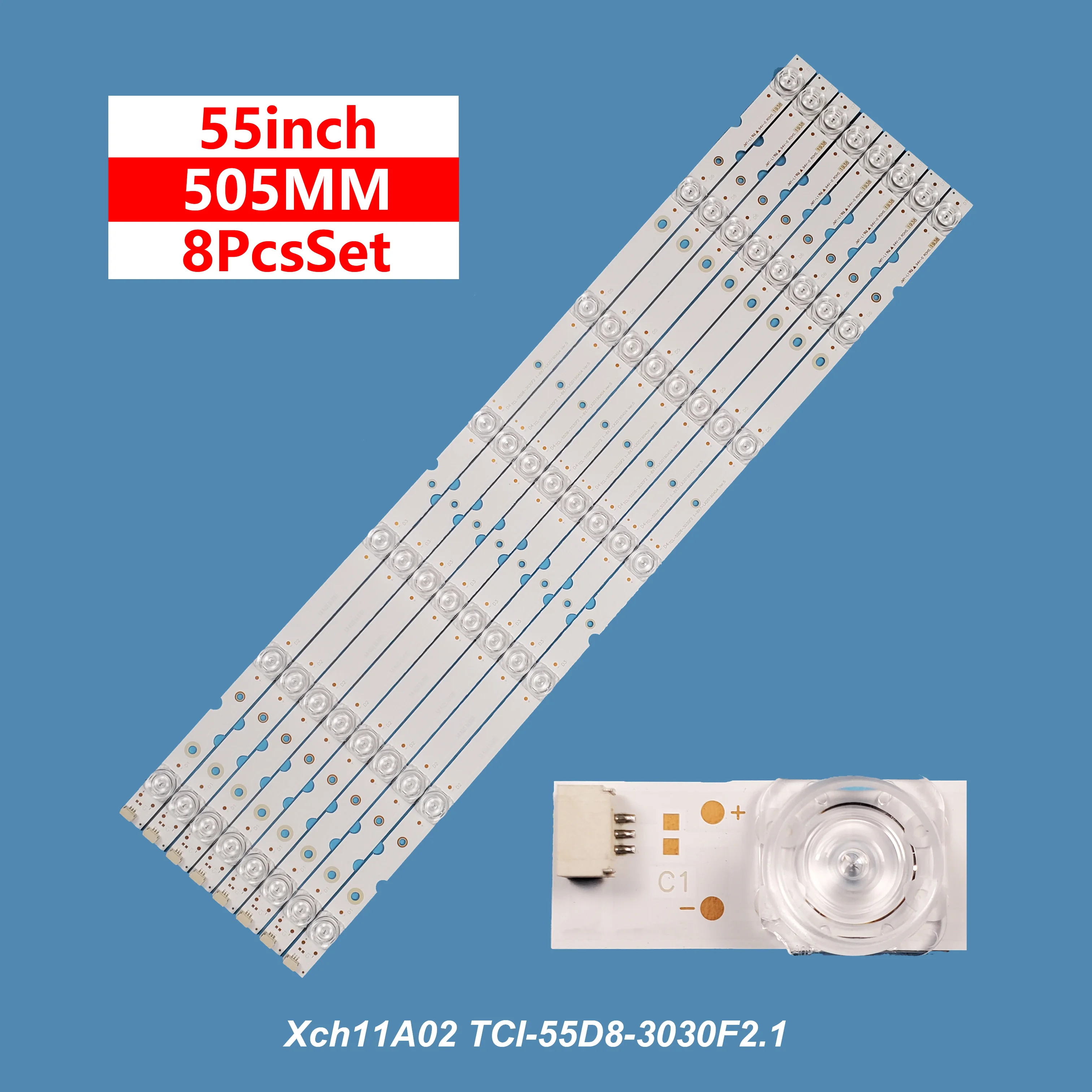 

LED backlight strip TCL-55D8-3030F2 1-8X7-LX20190404 Ver.5 7LED 6V2W for 55 inch TV 8pcs/set TCL 55D8 3030F2