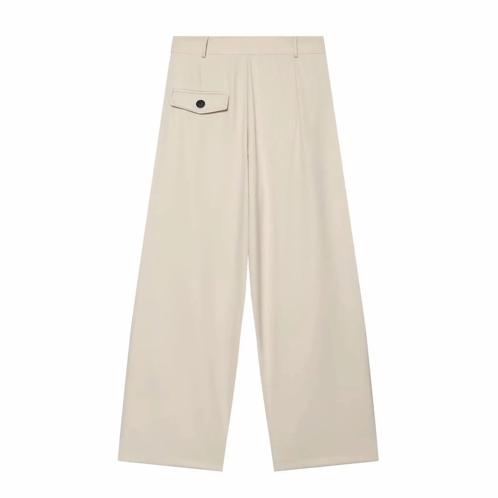 Damen High-Waist Weite Hosen Lässige Gestreifte Doppelknopf Elegante Loose-Fit Hosen – Detail 14