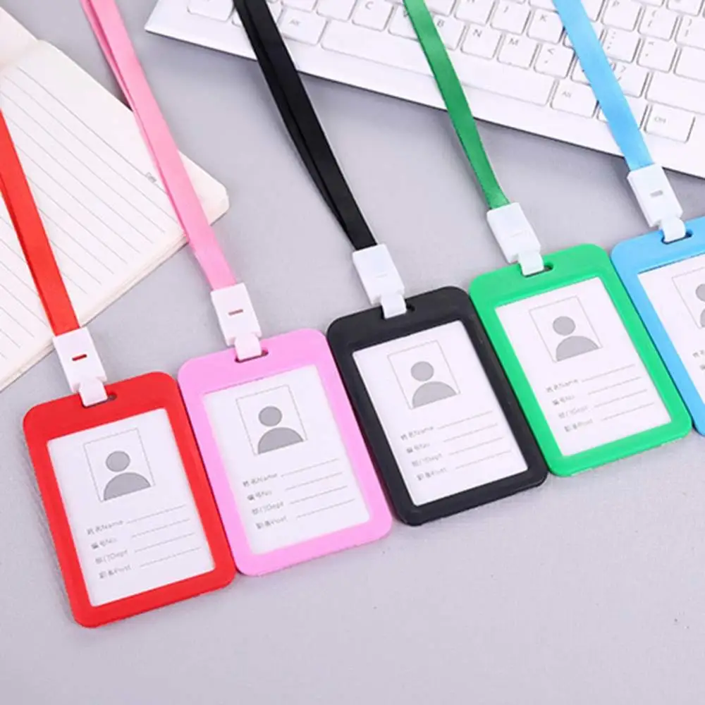 

Plastic Students Double Sided Transparent Employee ID-Card Holder Name Tags with Lanyard Business ID-Card Bag Case Badge Holder