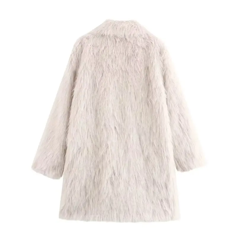 Women’s Faux Fur Effect Coat Jacket Fashion Winter Warm Outerwear Long Sleeve