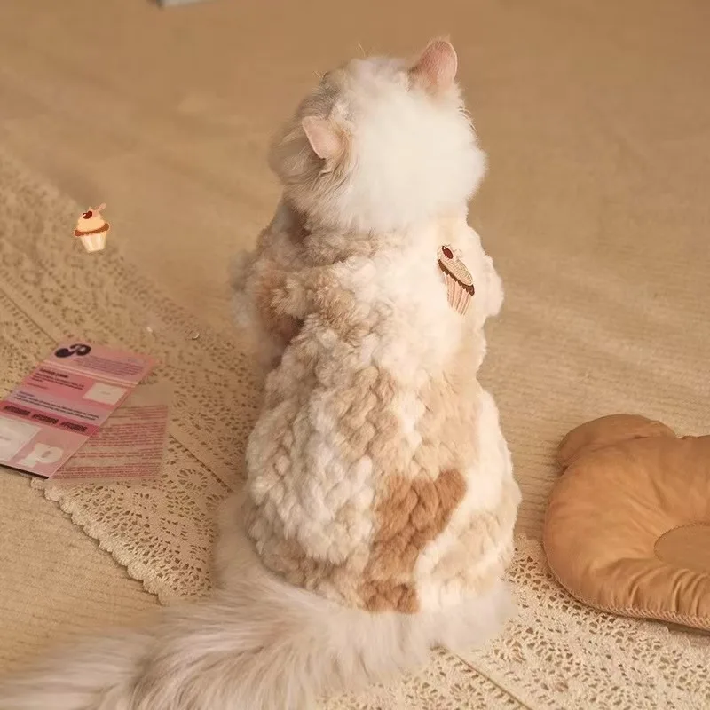 Cat Clothes Warm Autumn and Winter Small Dog Clothing Soft Warm Autumn Winter Pet Dog Draw Cute Vest Thicken Clothes