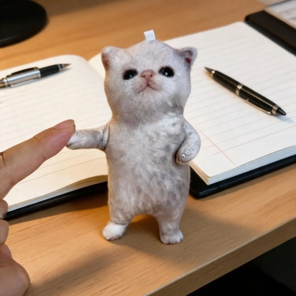 10cm Cat Plush Pendant Built In Skeleton Bag Charm Accessory Kitten Doll Charm Interactive Design Abstract Expression Face