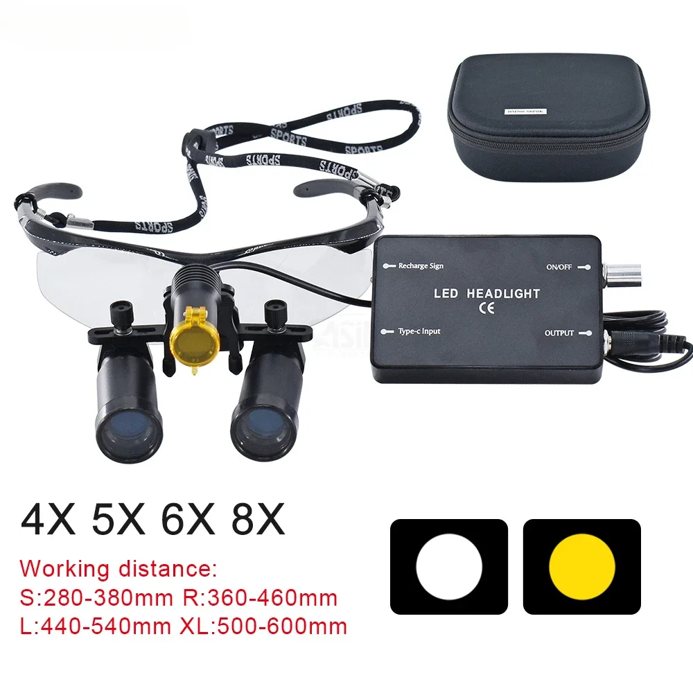 4X 5X 6X 8X Binocular Dental Loupes with Protection Goggles Glasses