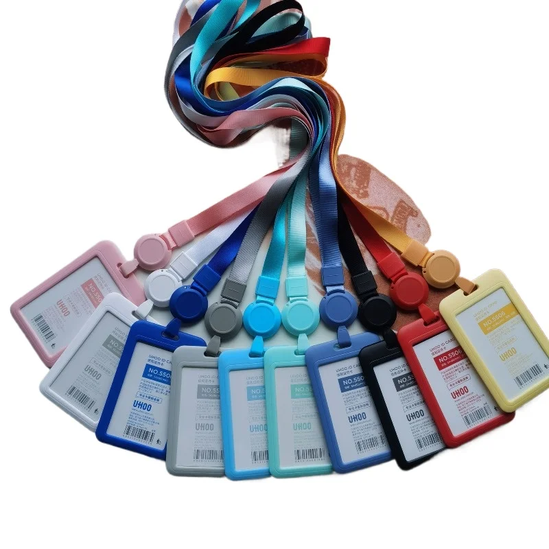 Double-Sided Transparent Card Holder Lanyard Campus Meal Card Work ID Holder Student Card Case Business Plastic Materia