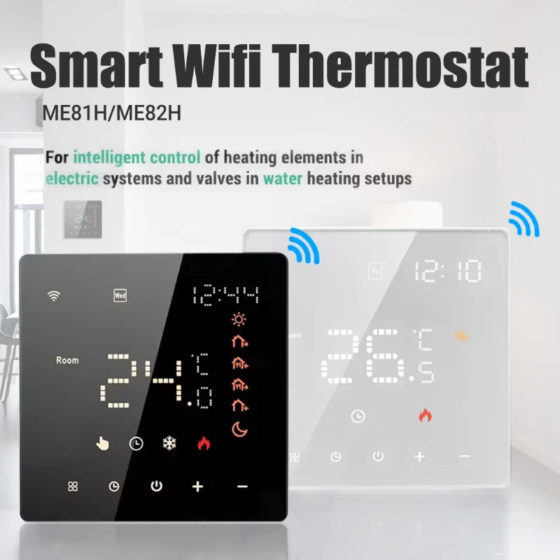 

Термостат ME81H/82H с Wi-Fi для настенных котлов и электрического отопления - дистанционное управление через приложение с голосовыми командами Alexa и Google Home