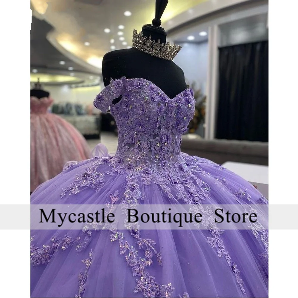 Lilac Lace Quinceanera Dresses 2025 Sweet 15 Dress Birthday Party Dress Lace Appliques Vestidos De Quinceañera Customized image 3