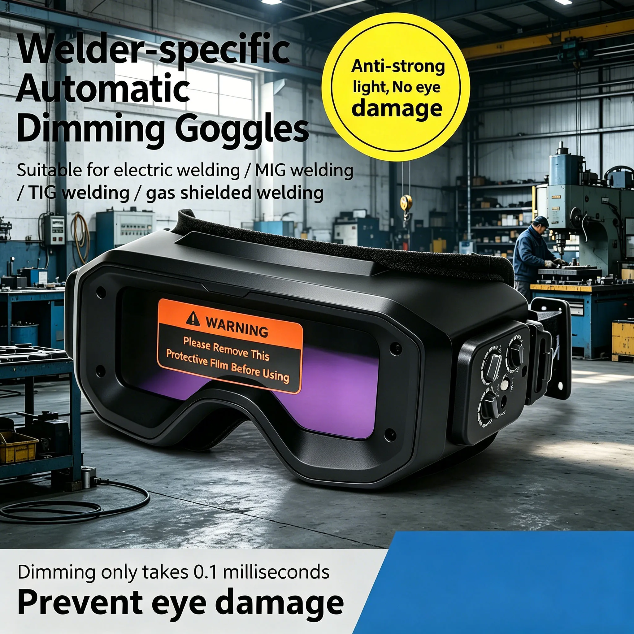 Outside Control Solar Auto Darken True Color Welding Glasses Goggles with Shade DIN9-13 for TIG MIG Arc Welder Helmet