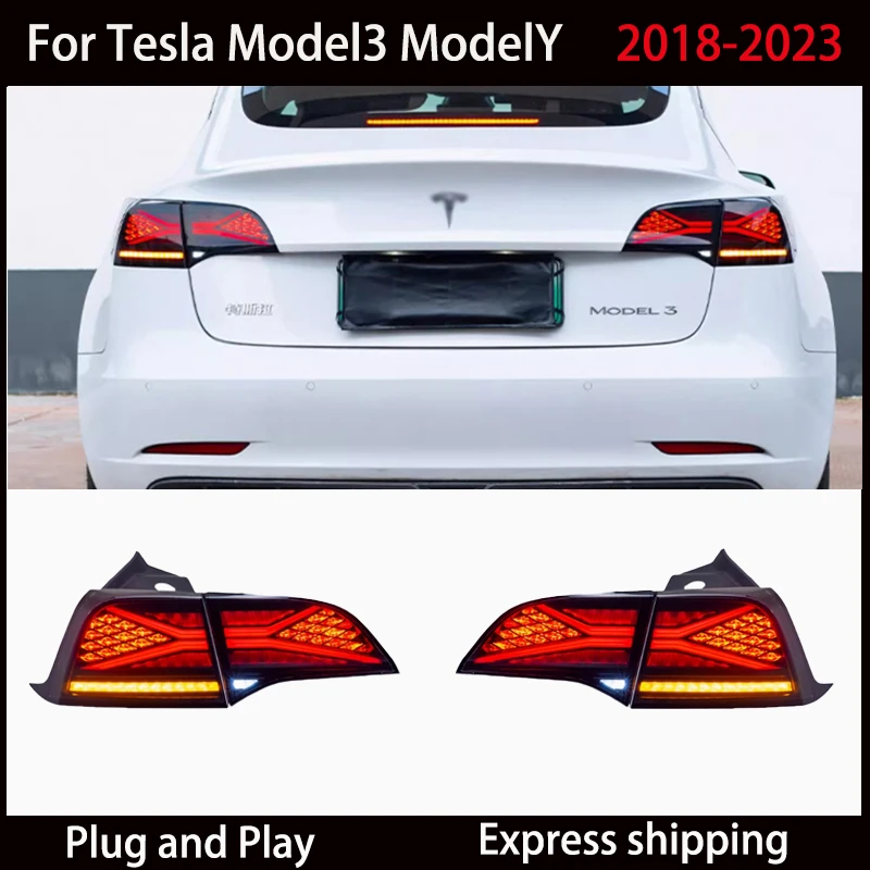 Taillights For 2018 2019 2020 2021 2022 2023 Tesla Model 3 Model Y Car Start Up Animation Rear Lamp X-men Taillight Assemblys