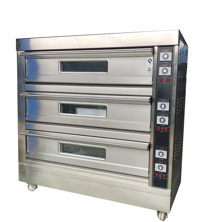 Single Double Electric Gas Steam Pizza Industrial Two Deck Bakery Steam Stone 3 Deck 9 Trays Oven