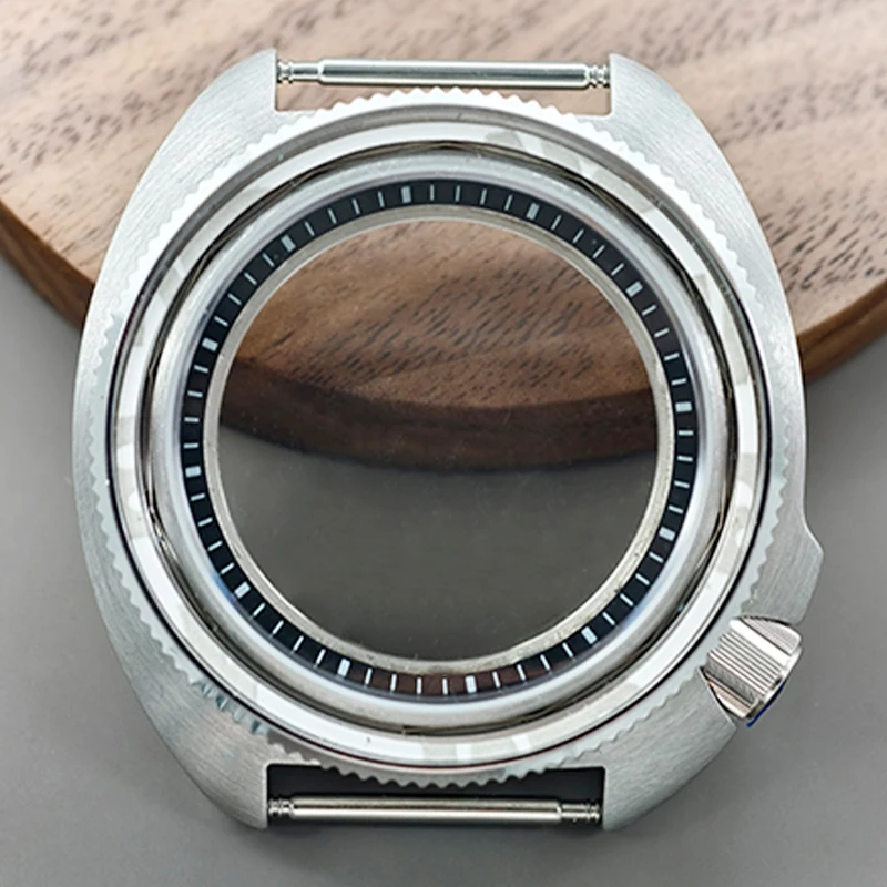 44mm Turtle Watch Case Transparent Back Cover Fit 6105 6309 Turtle For NH35 NH36 4R 7S26 Automatic Movement Watch Replace Cases