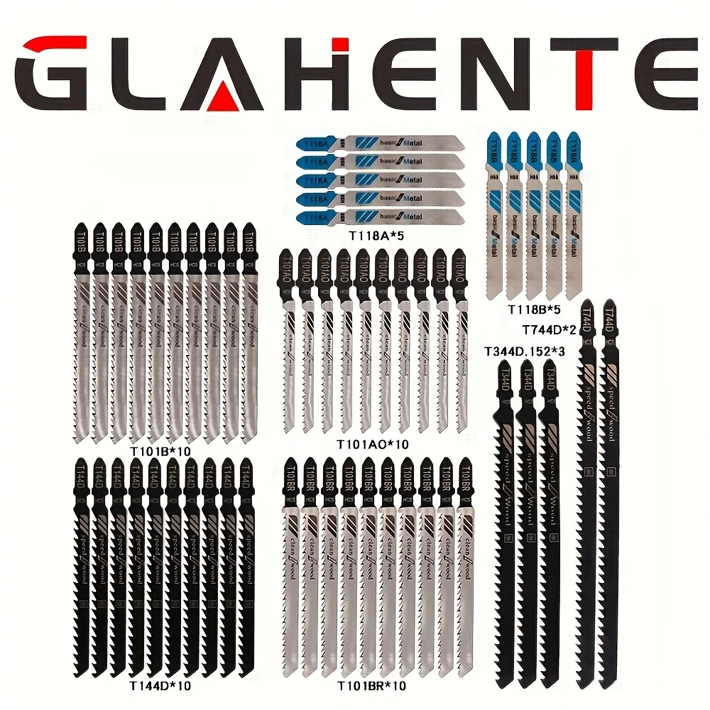 ‌55-Piece Universal Jigsaw Blade Set – High Carbon Steel Blades for Wood, Plastic & Metal‌