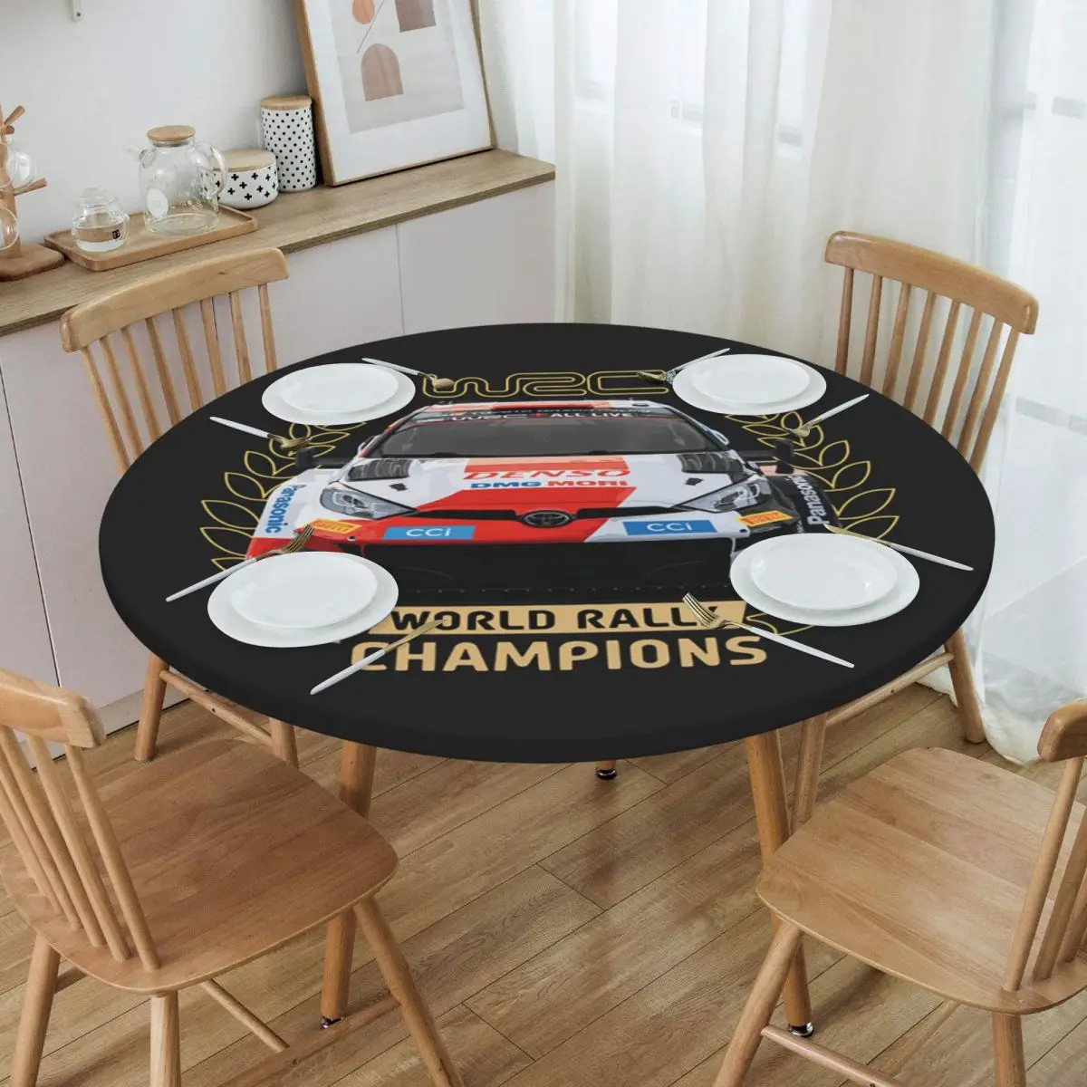 World Rally Championship WRC Waterproof Round Tablecloth Oilproof Table Cloth for Kitchen Events Dining Table Cover