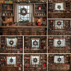 Mocsicka Christmas Kitchen Backdrops Kids Family Photography Child Adult Photocall Decors Baby Child Photo Xmas Room Backgrounds