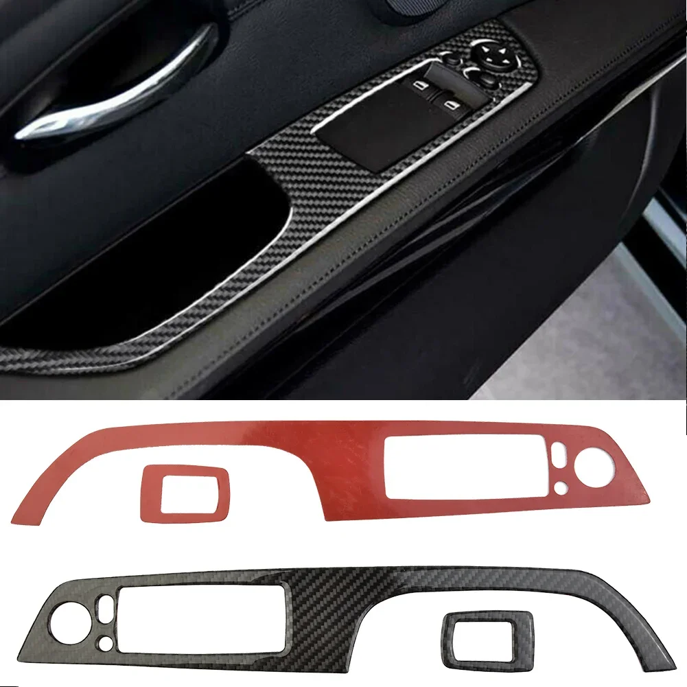 For BMW 3 Series E92 Coupe Car Window Switch Lift Panel Button Frame Cover Trim Carbon Fiber Stickers Accessoire Only LHD