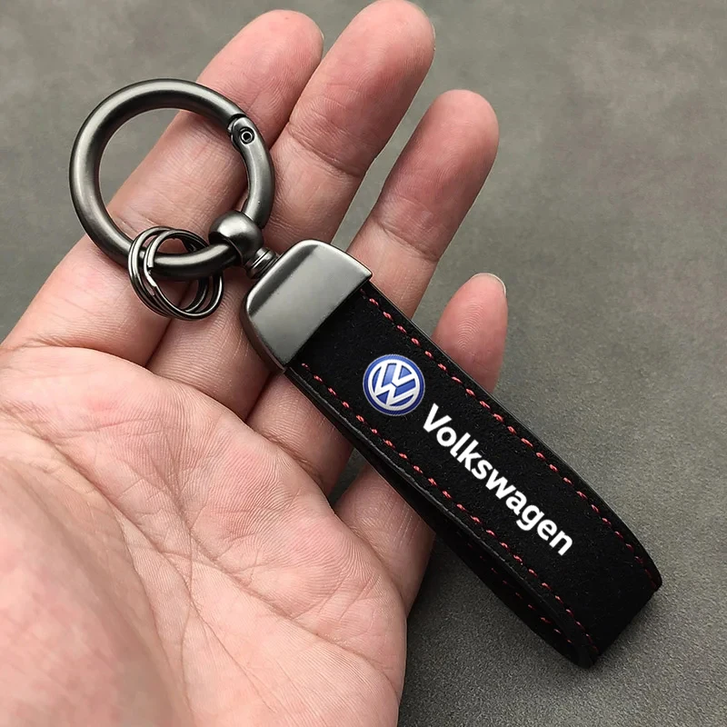 Suede Key Ring Sport Car Keychain Custom Car Emblem Gift With For VW Golf Tiguan Jetta GTI Transporter Passat Polo Touran Arteon