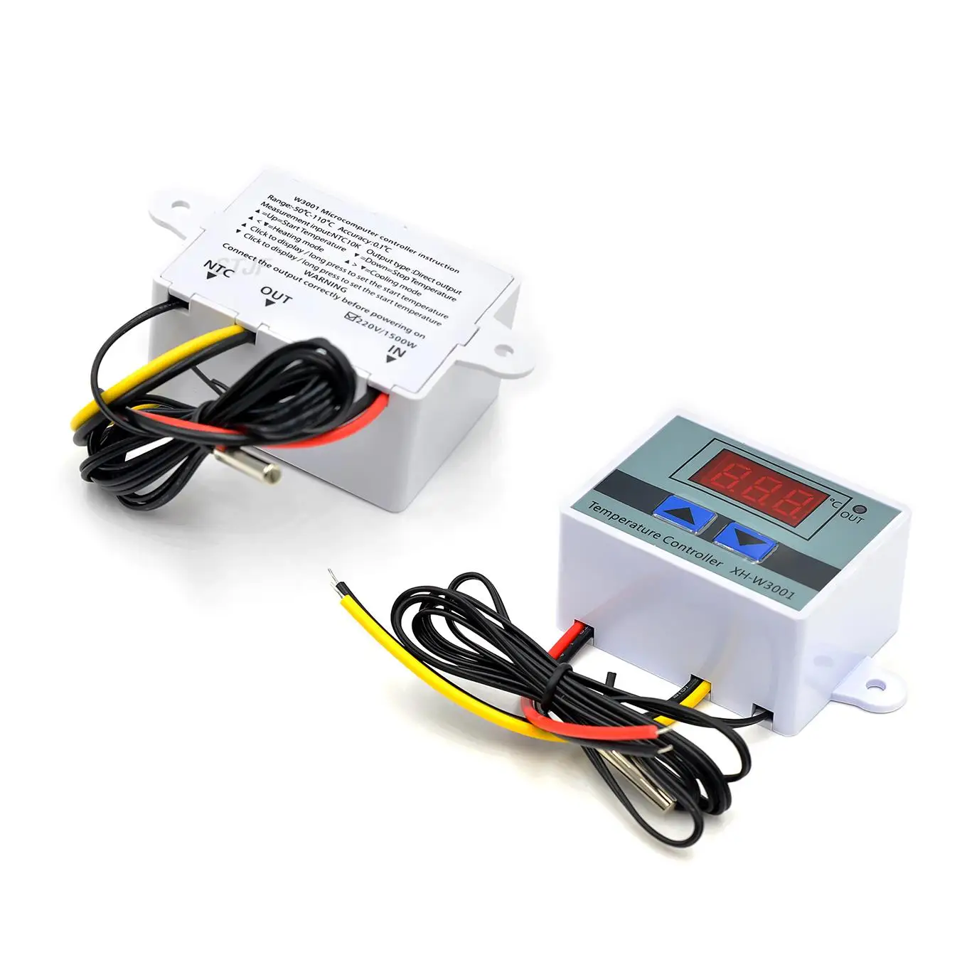 10A 12V 24V 220VAC Digital LED Temperature Controller XH-W3001 for Arduino Cooling Heating Switch Thermostat NTC Sensor