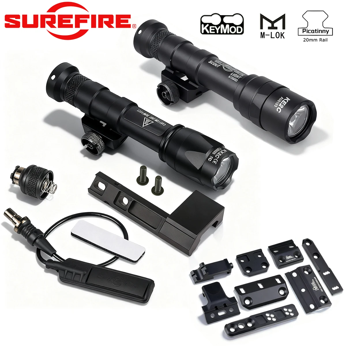 

MLOK Surefire M600 Flashlight with ARIS Series Mount Base Tactical M600B M600C Light Offset Mount Fit Mlok Keymod SMR 20mm Rail