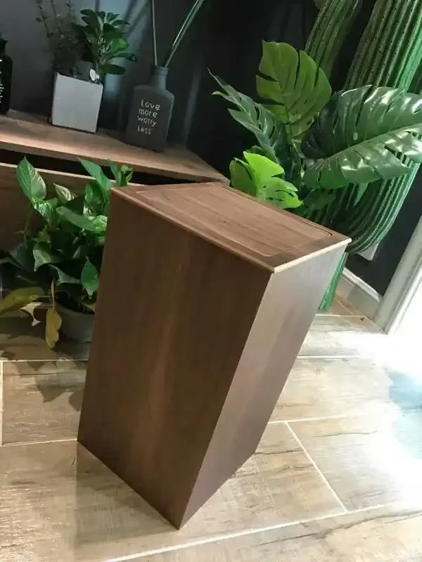 Japanese Style Wooden Trash Can with Lid, Space-Saving Hidden Bin for Kitchen/Bathroom - Luxury Villa Eco Waste Basket