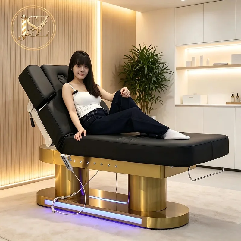Modern Curve Design Beauty Salon Bed Recliner Leather Facial Massage Lash Tattoo Spa Bed Body Treatment Beauty Furniture