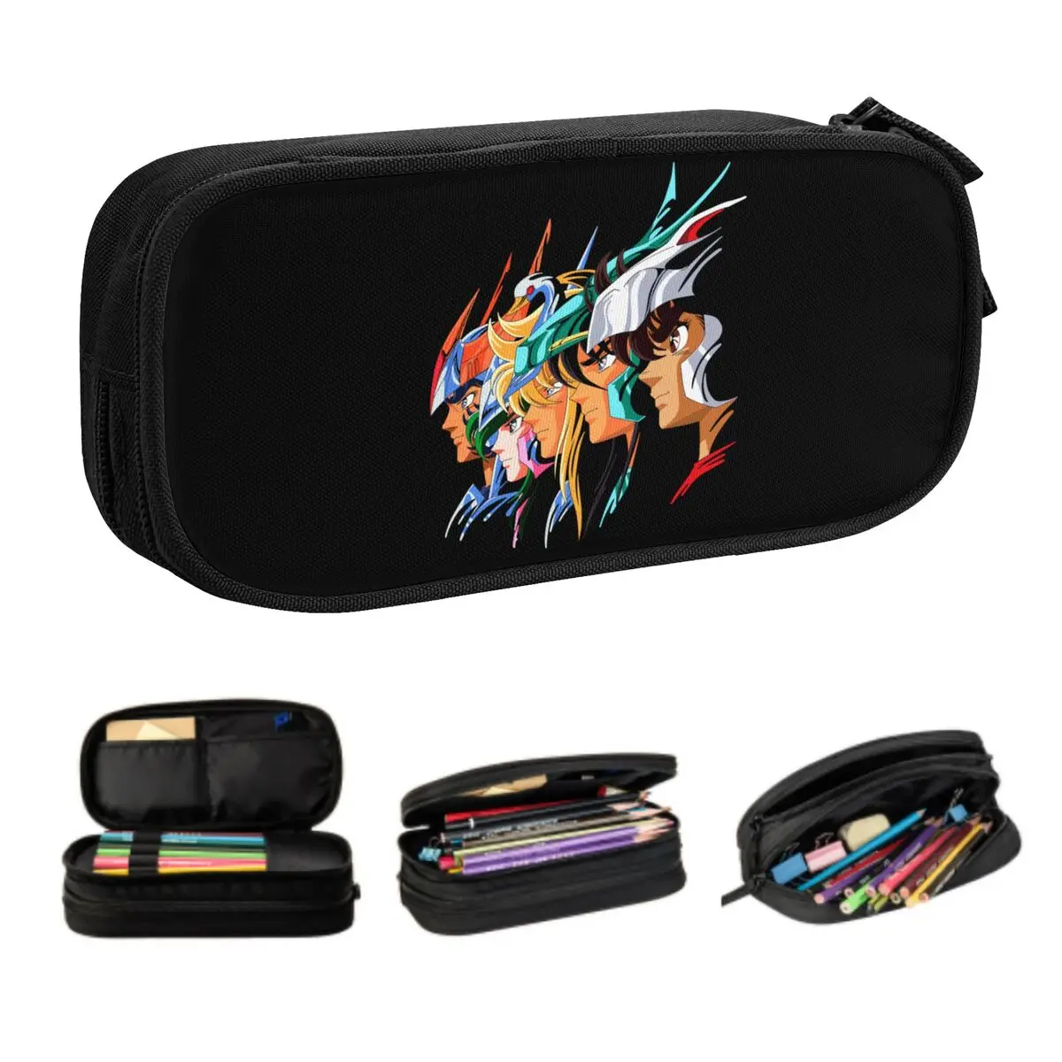 

Custom Saint Seiya Knights Of The Zodiac Pencil Case for Large Capacity Los Caballeros Del Zodiaco Pen Bag Box Stationery