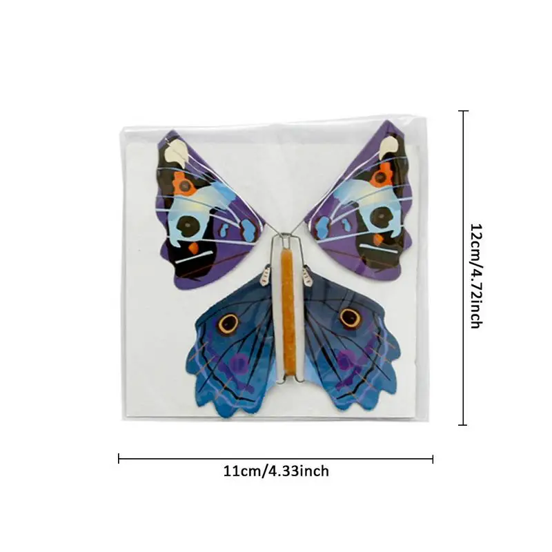 Magic Flying Butterflies Wind Up Toy In The Sky Bookmark Greeting Cards Rubber Band Powered Kids Magic Props Surpris Gift