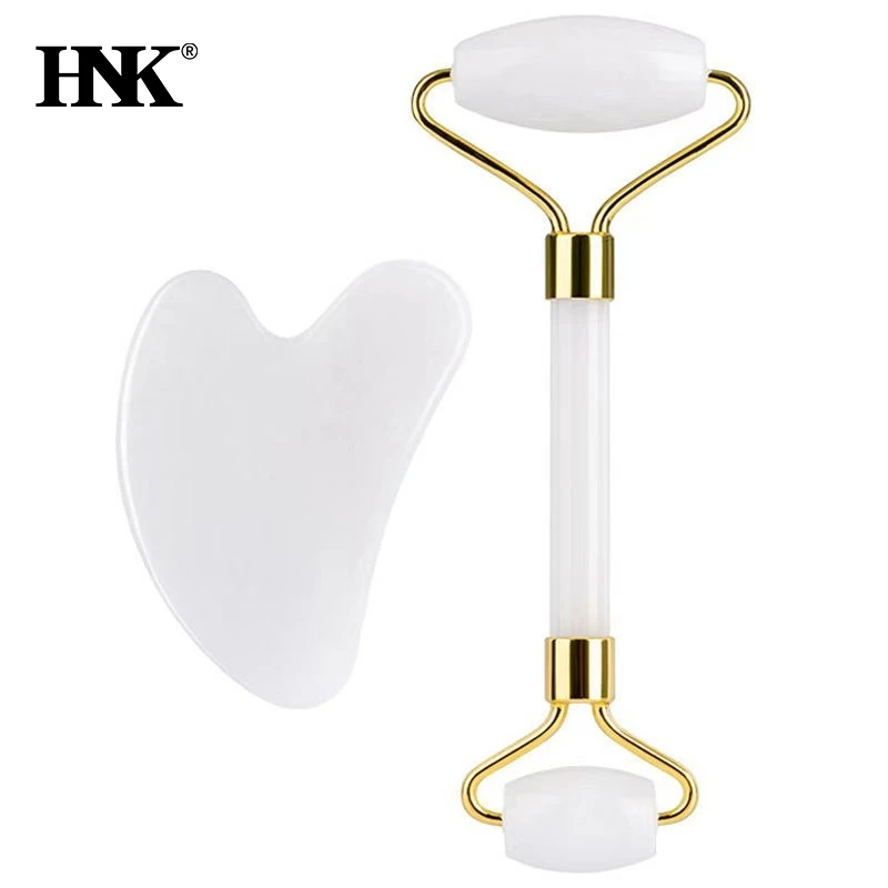 Facial Beauty Massage Roller Body Rose Gua Sha Love Heart-Shaped Double-Headed Natural Jade Relaxing Slimming Face Portable