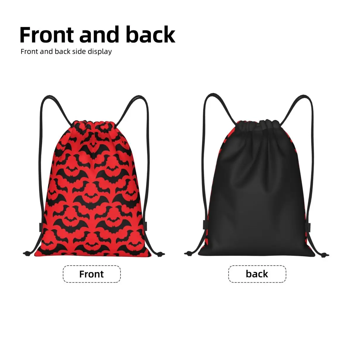Custom Gothic Witch Bats Pattern Drawstring Bags for Shopping Yoga Backpacks Women Men Ghost Halloween Sports Gym Sackpack