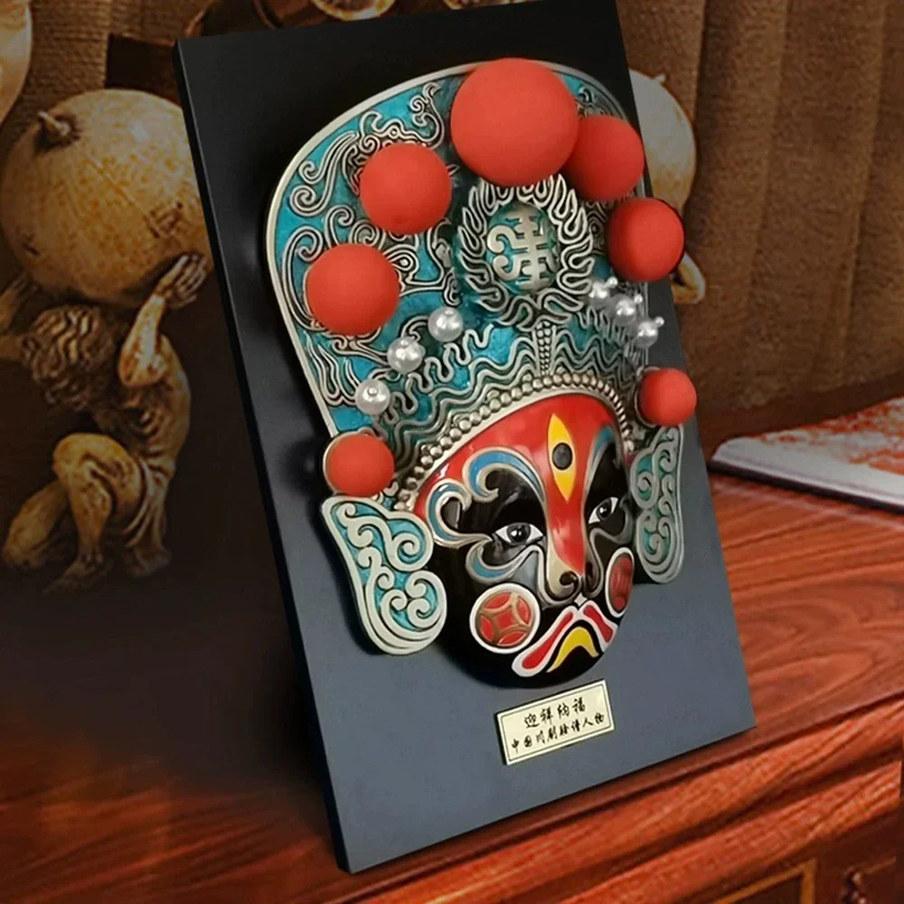 Chinese peking opera facial masks ornament, Five Wealth Gods face mask, Hot pot restaurant wall decorations, Opera culture gifts
