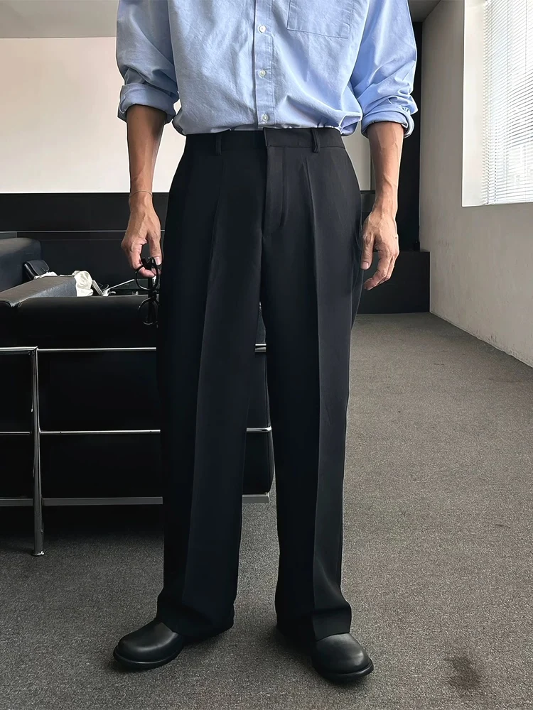 

Мужские повседневные брюки прямого кроя в рабочем стиле, не требующие глажки, с пуговицами, удобные, свободного кроя, в американском стиле, молодежные, модные