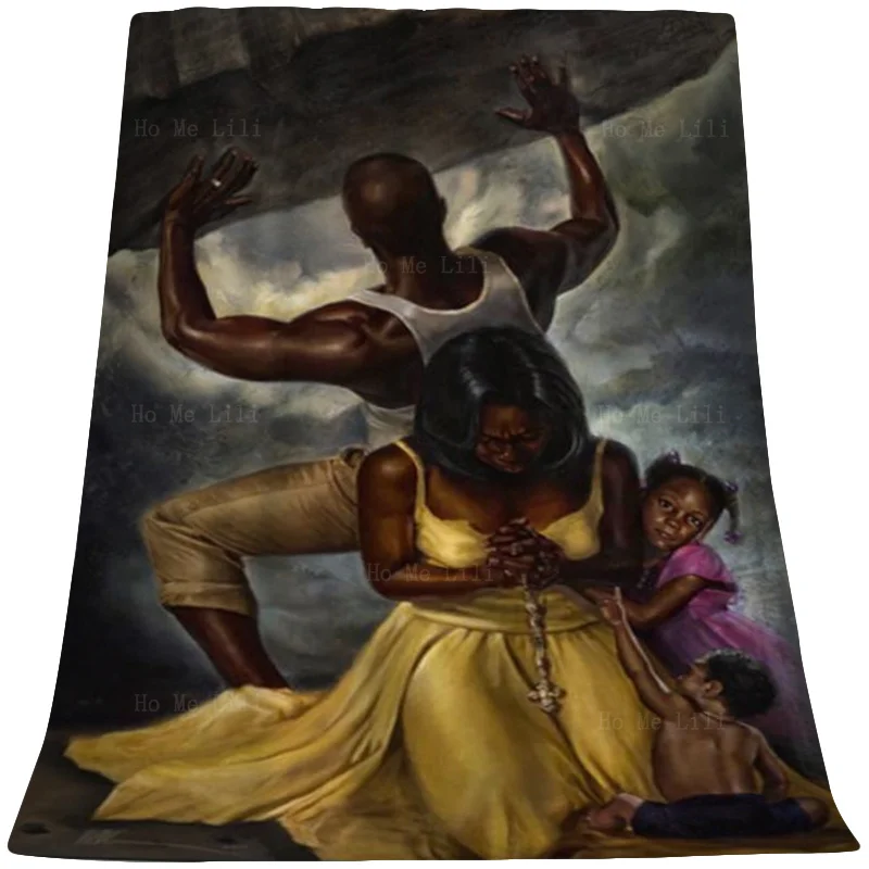 

A Black Father Held Up The Sky With His Hands For His Family Of Four Flannel By Ho Me Lili Suitable For All Seasons