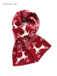 Christmas Scarf Fashion Luxury Gifts Red Green Elk Snowflake Autumn Winter Knitted Wool Warmth New Year Scarves For Adults Kids