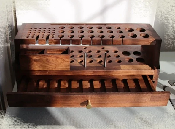 North American Black Walnut Stitching Pony & Tool Holder, Leather Carving DIY Tool Organizer for Craft and Sewing
