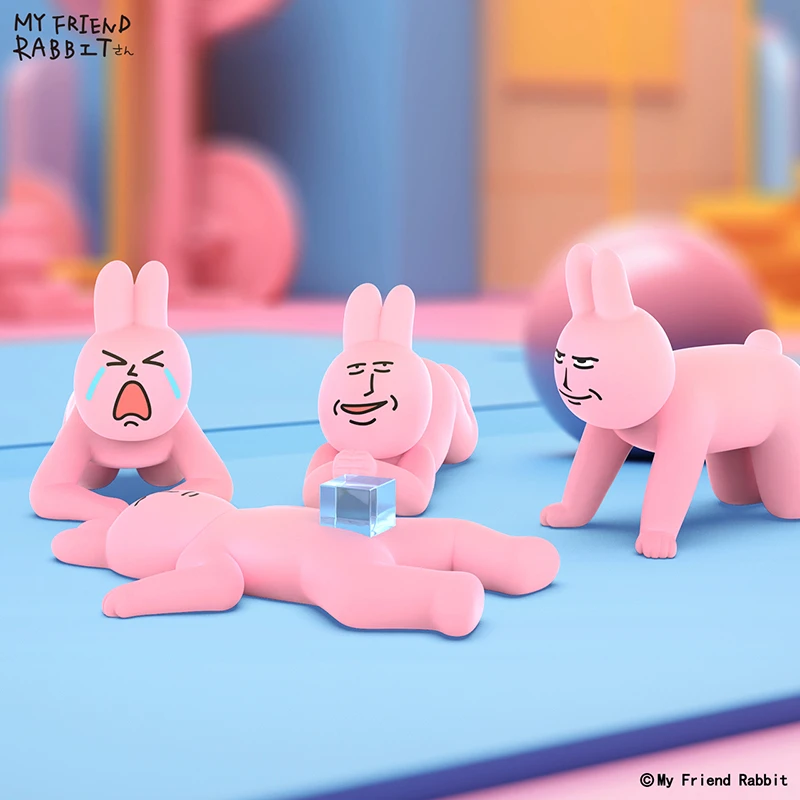 Miniso My Friend Rabbit Magic Yoga Blind Box Creative Funny Figure Desktop Ornaments Children's Toy Model Kawaii Birthday Gift