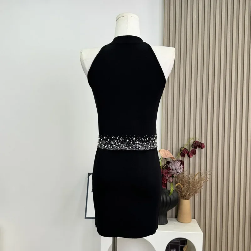 Womem Nail Bead Top + Short Skirt Two Piece Outfit Ensemble Femme High Quality French Luxury Diamonds Knitted 2 Piece Set