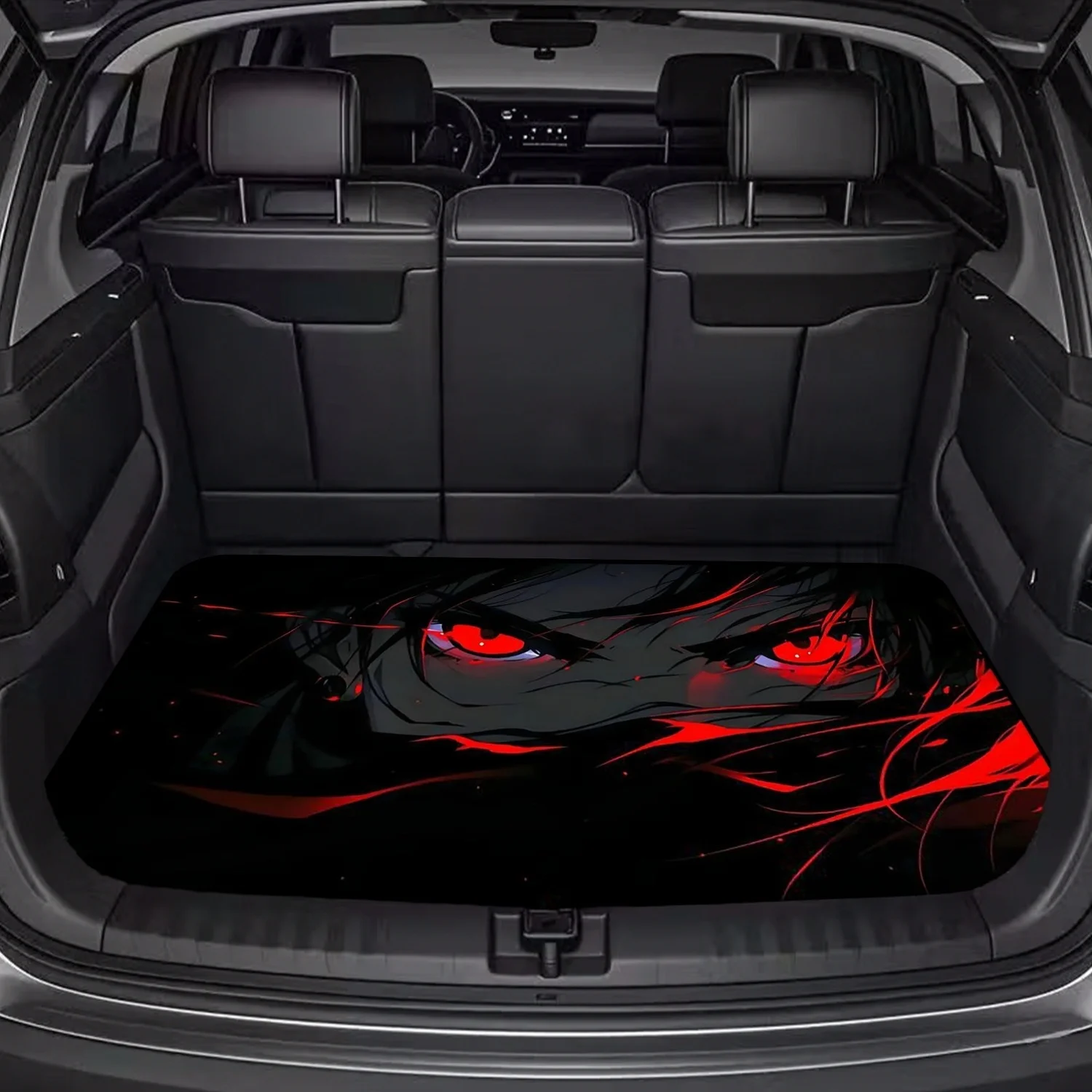 Car Trunk Mat, Dark Anime Character Red Eyes Black Background Print Cargo Liner, Non-Slip Rear Trunk Protector, Car decor, Car Accessories, Interior Decoration Mat, Universal Fit For SUV Sedan Truck, Cool R